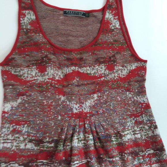 Peruvian Connection Pima Knit Dress Tank Midi Shift Empire Waist Brick Taupe XS - Picture 2 of 8